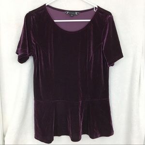 ❤️ 5/$25 Purple Velvet Peplum Shirt Top Blouse